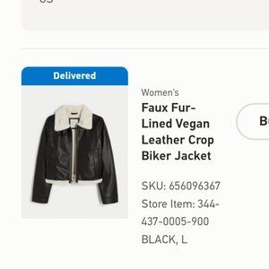 NWT Hollister Faux Fur Vegan Leather Jacker Crop Biker